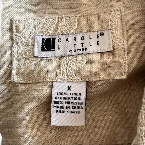 🔥Host Pick🔥Carole Little 100% linen embroidered button down jacket Size XS/Small - Picture 9 of 13